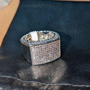 Men's silver diamond ring, size 8